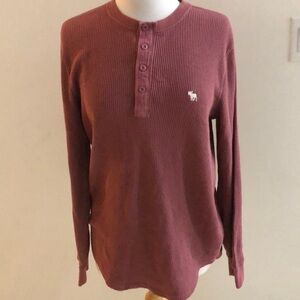 Abercrombie thermal style shirt quarter button-down men's dusty mauve - Large